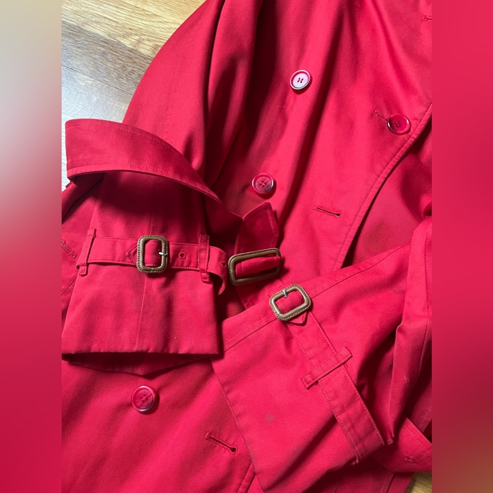 Classic Burberry plaid checkered trench coat USA 8 petite - Picture 6 of 11